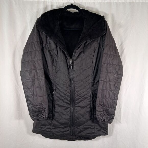 North Face Puffer Jacket Women's Small Black Full Zip Hooded Zip Pockets - Picture 1 of 11